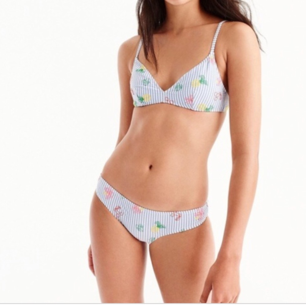 J. Crew Seersucker Bikini w Embroidery size M